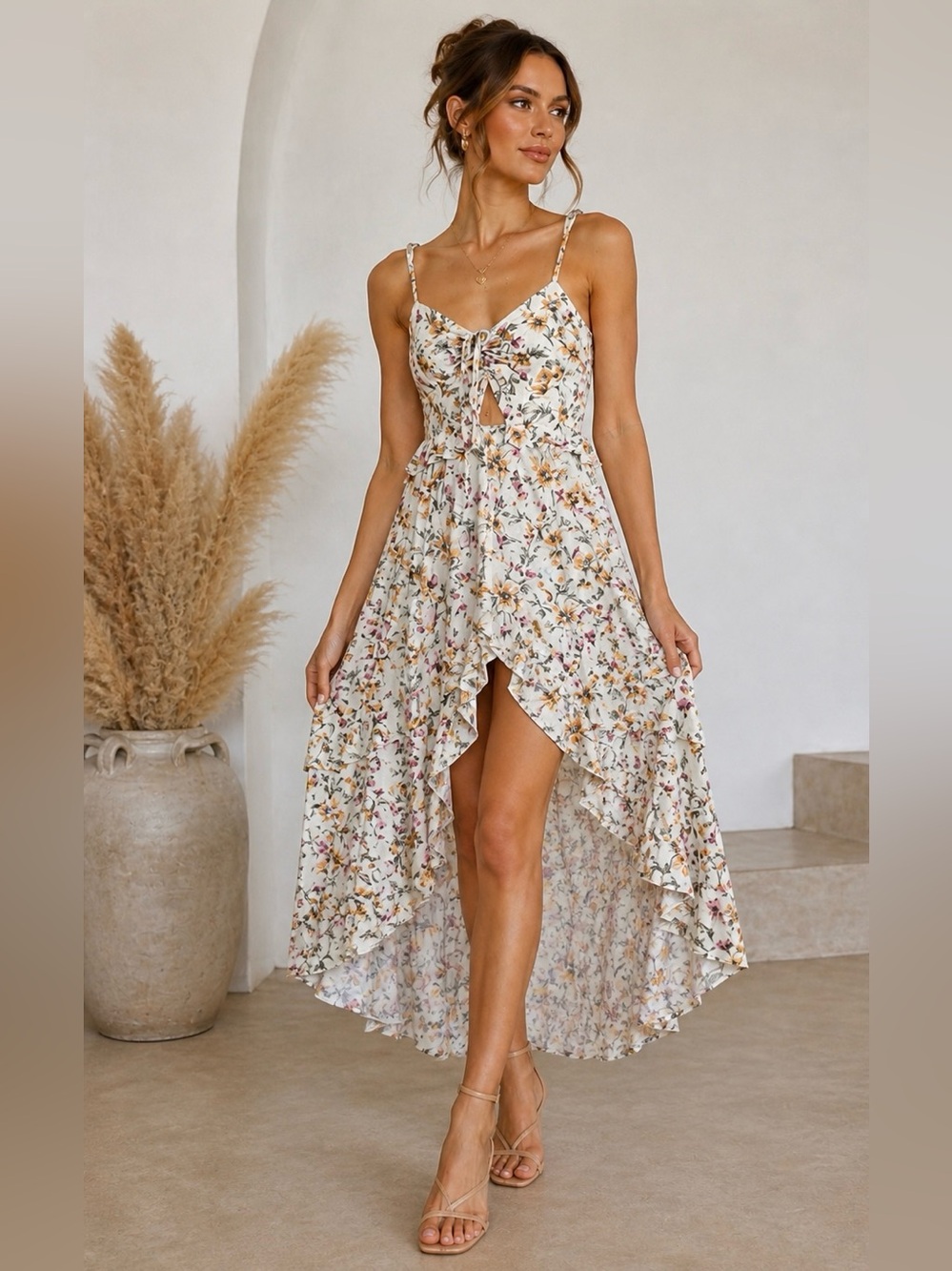 saltwater LUXE Floral High-Low Ruffle Dress